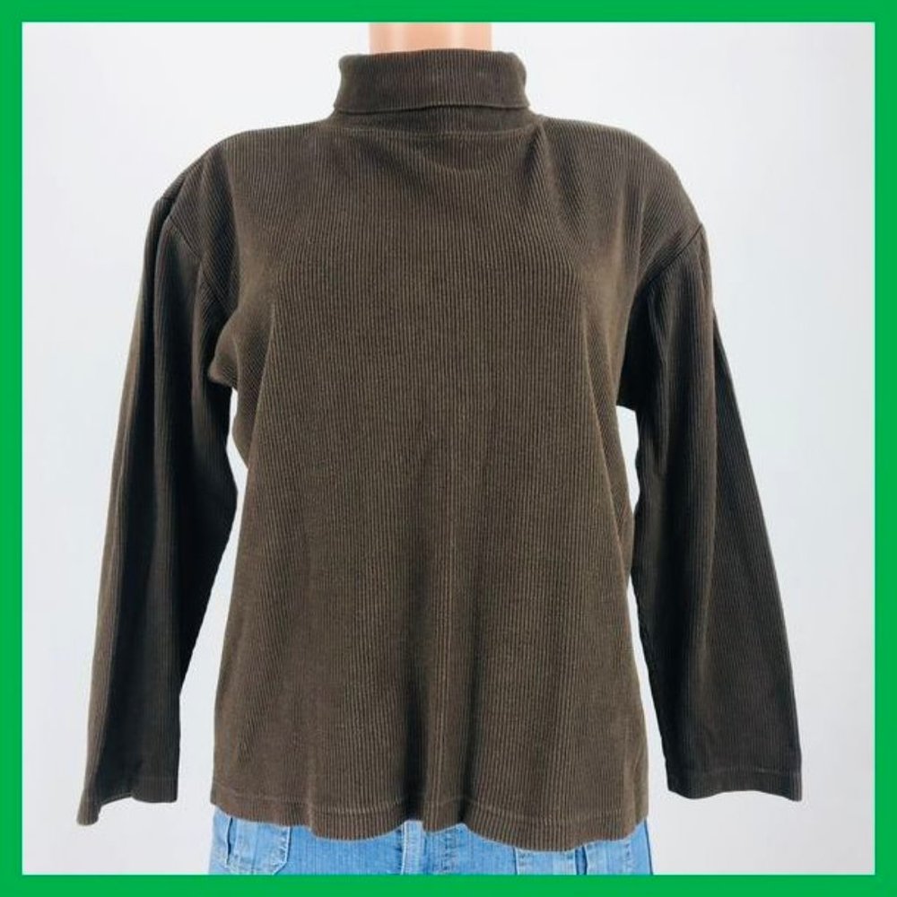 Liz Sport Women's Top Size L Brown 3/4 Sleeve